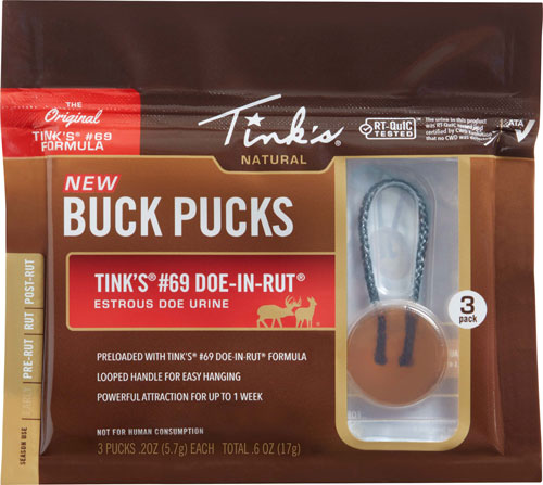 Tinks Deer Lure #69 Doe-in-rut Buck Pucks Scent Hanger 3PK