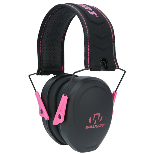 Walker's Razor Compact, Passive Earmuff, Optimized for Smaller Head Sizes, Pink