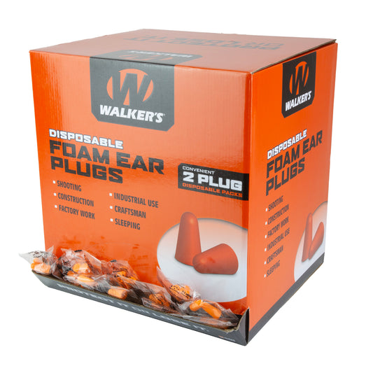 Walker's Ear Plug, Orange, Foam, 1,000 Individually Packaged Pairs