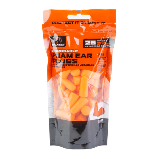 Walker's Foam Ear Plugs, NRR 32Db, 25 Pair Bag, Orange