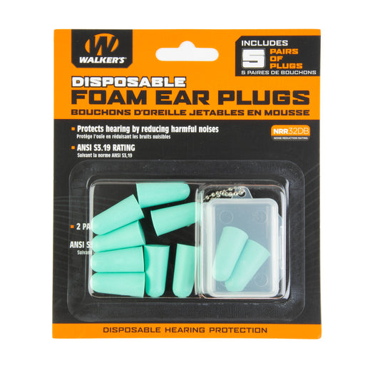Walker's Foam Ear Plug, 5 Pairs, Teal