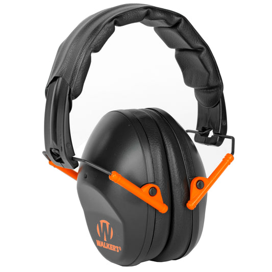 Walker's Passive, Folding Earmuff, Black/Orange, 1 Pair