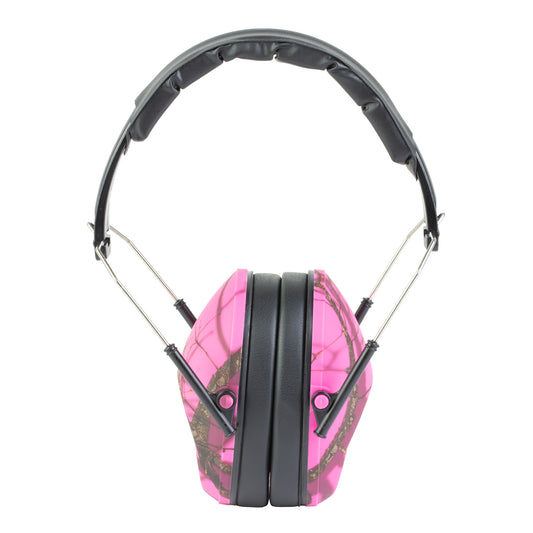 Walker's Low Profile Folding Muff, Earmuff, Folding Design, Pink Mossy Oak Camo