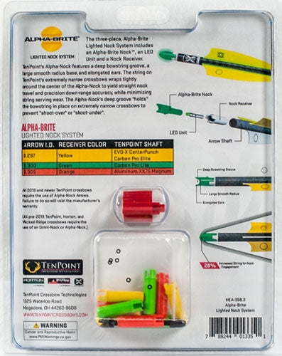 Tenpoint Lighted Xbow Nock Alpha-brite .297" Green 3PK