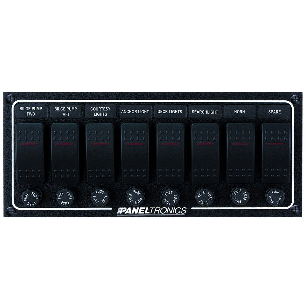 Paneltronics Waterproof DC 8 Position Lighted Rocker & Fuse