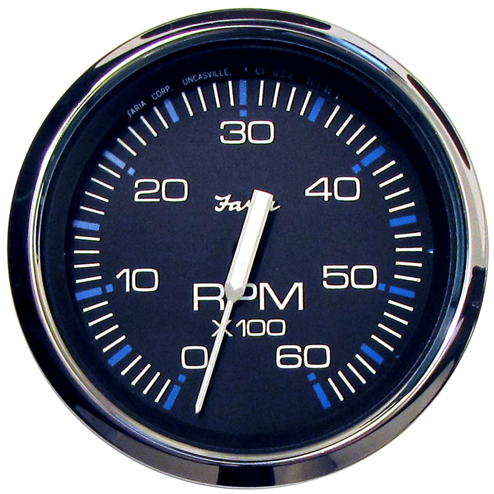 Faria Chesapeake Black 4" Tachometer - 6000 RPM (Gas) (Inboard &amp; I/O)