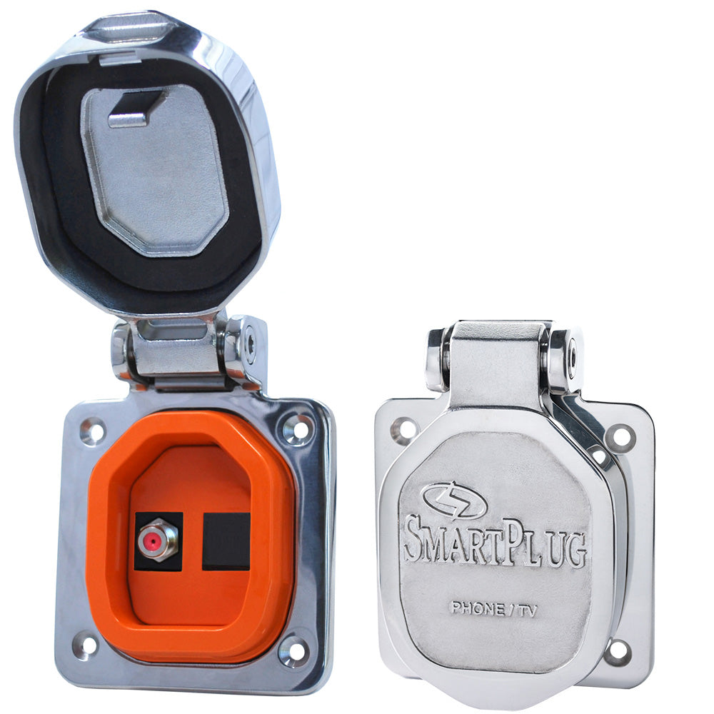 SmartPlug Single TV/Internet Connector - Stainless Steel