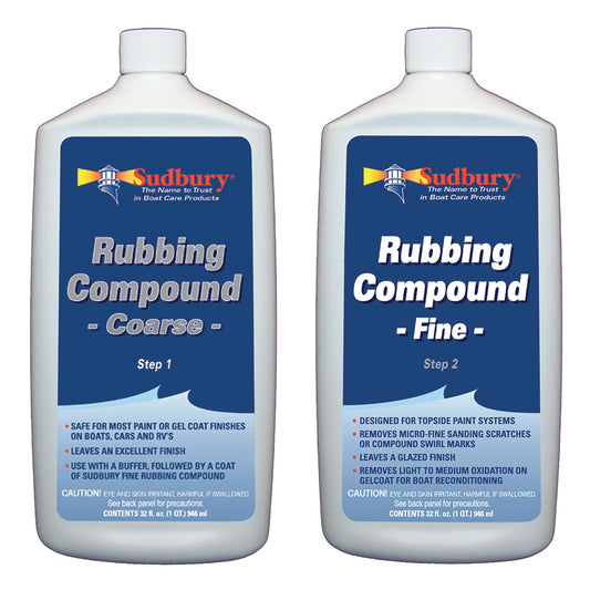 Sudbury Rubbing Compound Kit - Step 1 Coarse &amp; Step 2 Fine - 32oz Each