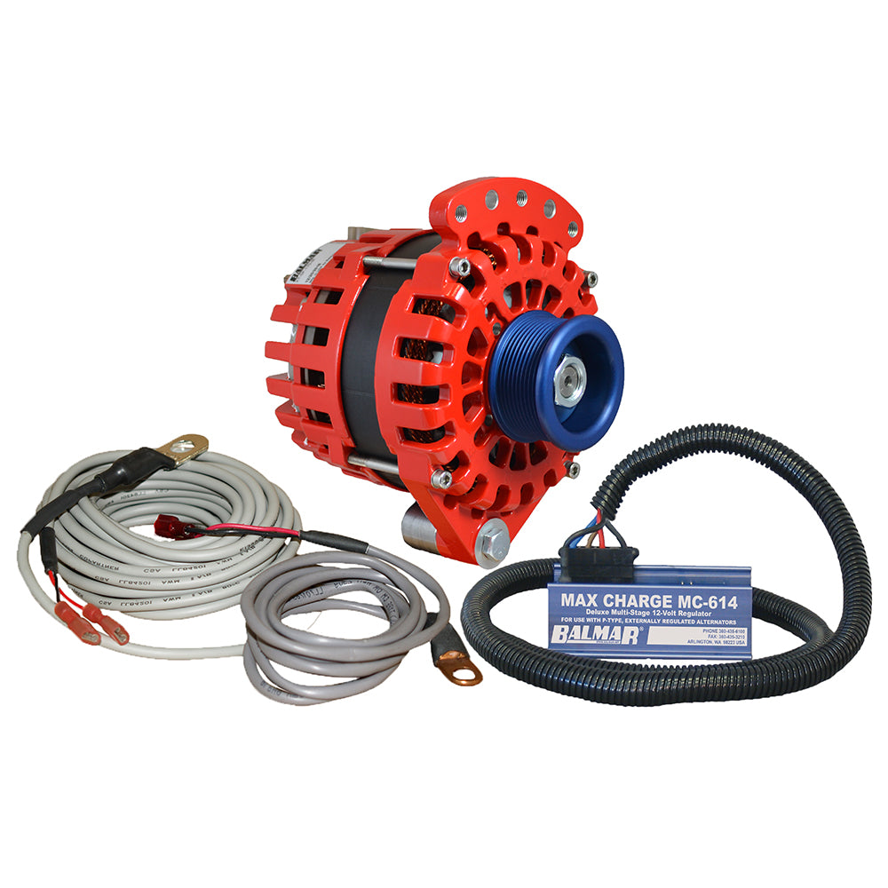 Balmar Alternator 1-2" Single Foot J10 Serpentine Pulley Regulator &amp; Temp Sensor - 170A Kit - 12V