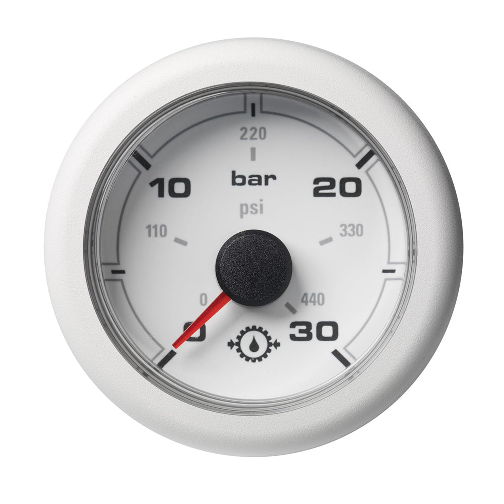Veratron 52MM (2-1/16") OceanLink Transmission Oil Pressure Gauge - 30 Bar/440 PSI - White Dial &amp; Bezel