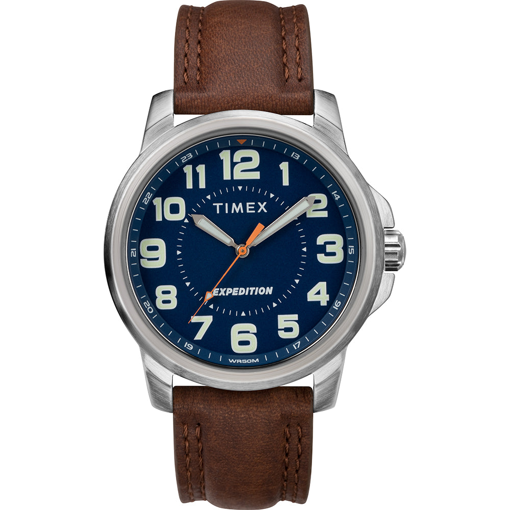 Timex Men&#39;s Expedition&reg; Metal Field Watch - Blue Dial/Brown Strap