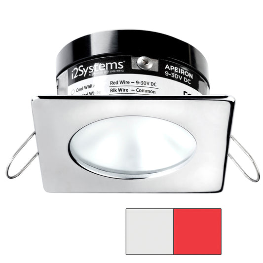 i2Systems Apeiron A503 3W Spring Mount Light - Square/Round - Cool White &amp; Red - Polished Chrome Finish