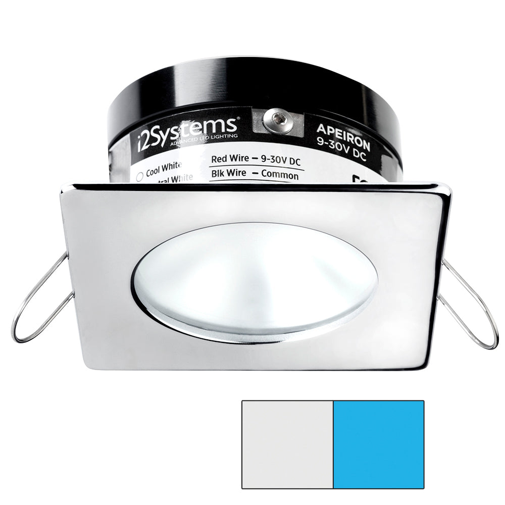 i2Systems Apeiron A503 3W Spring Mount Light - Square/Round - Cool White &amp; Blue - Polished Chrome Finish