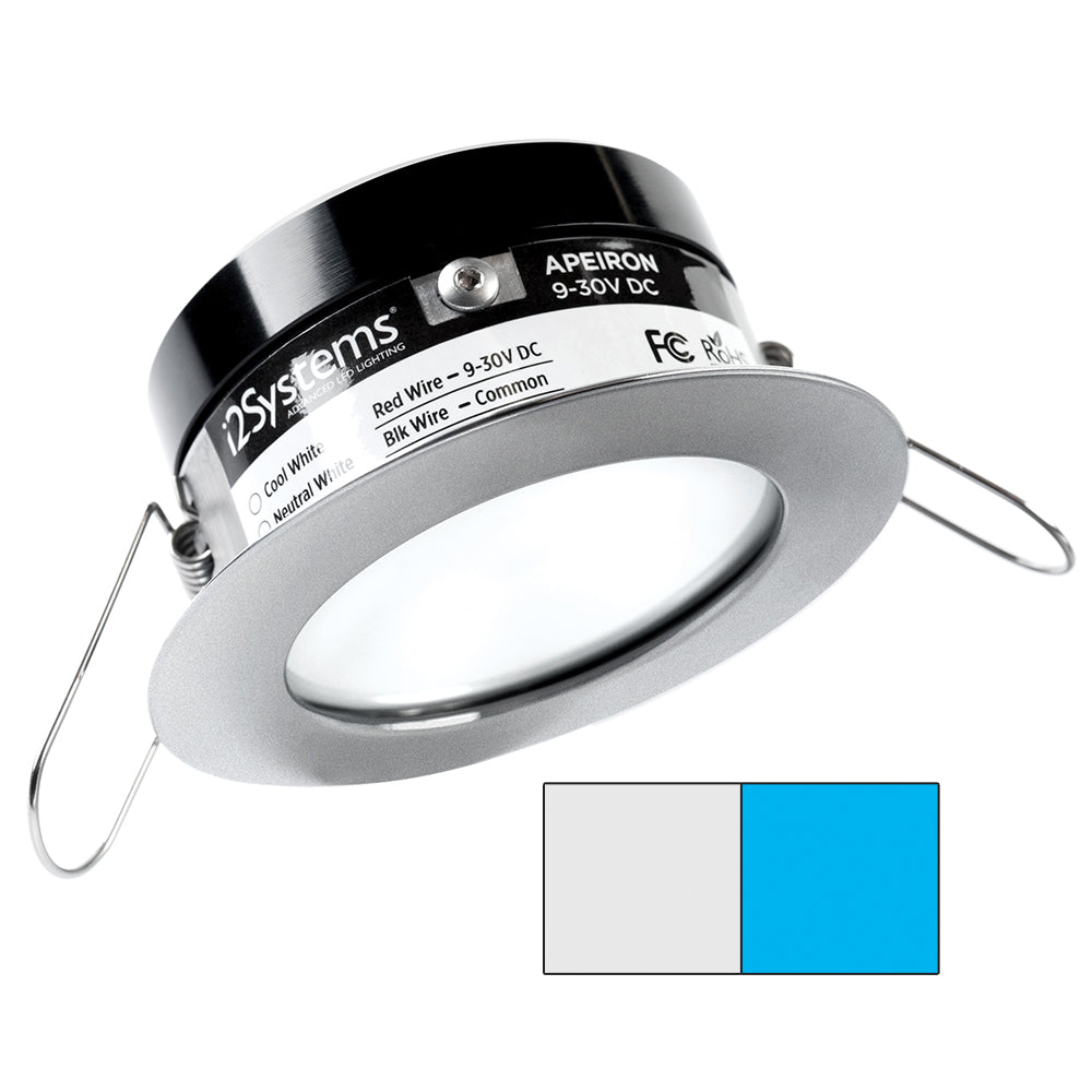 i2Systems Apeiron PRO A503 - 3W Spring Mount Light - Round - Cool White &amp; Blue - Brushed Nickel Finish