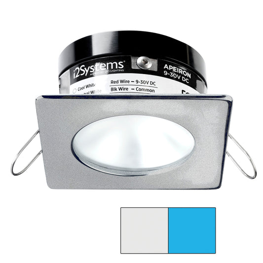 i2Systems Apeiron PRO A503 - 3W Spring Mount Light - Square/Round - Cool White &amp; Blue - Brushed Nickel Finish