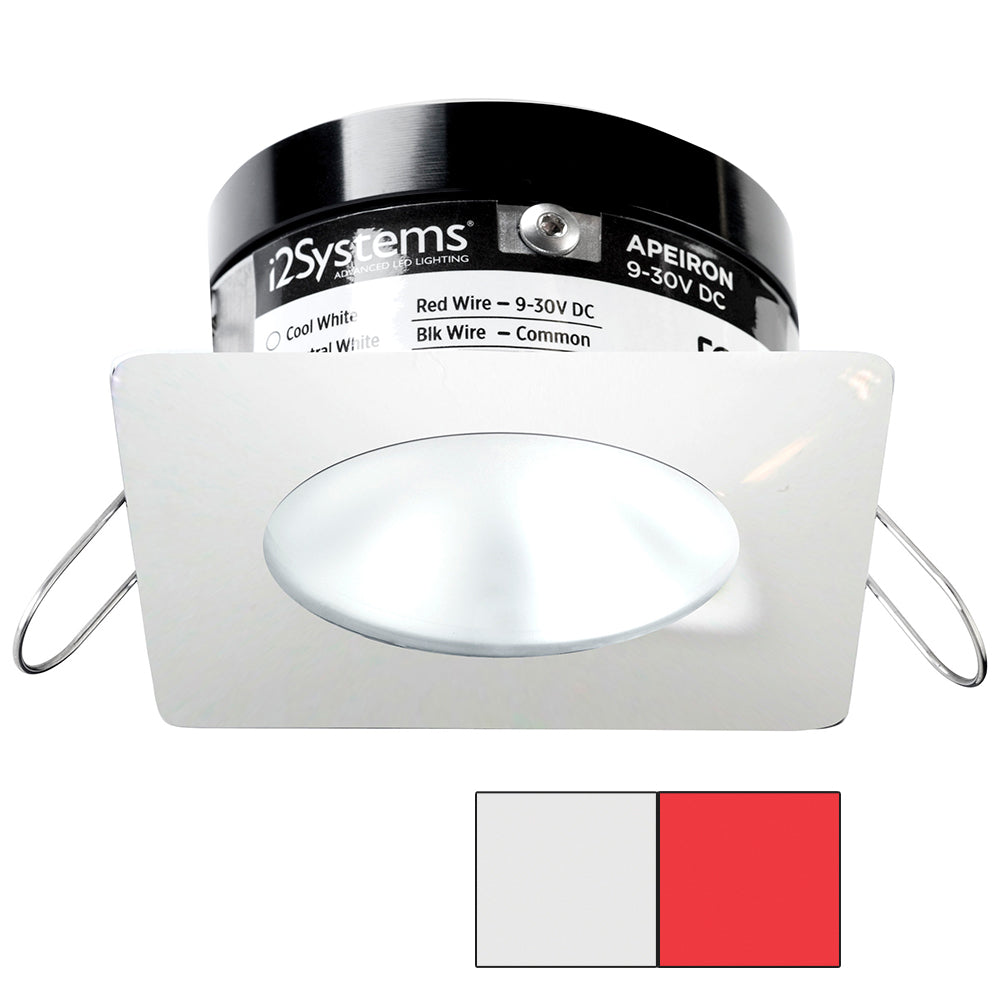 i2Systems Apeiron PRO A503 - 3W Spring Mount Light - Square/Round - Cool White &amp; Red - White Finish