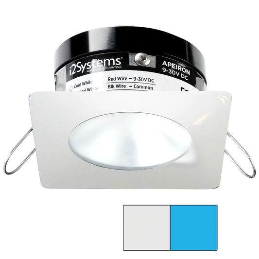 i2Systems Apeiron PRO A503 - 3W Spring Mount Light - Square/Round - Cool White &amp; Blue - White Finish