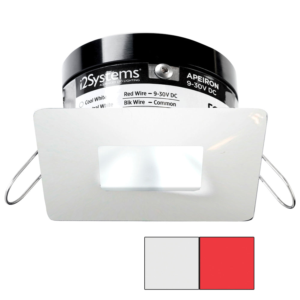i2Systems Apeiron PRO A503 - 3W Spring Mount Light - Square/Square - Cool White &amp; Red - White Finish