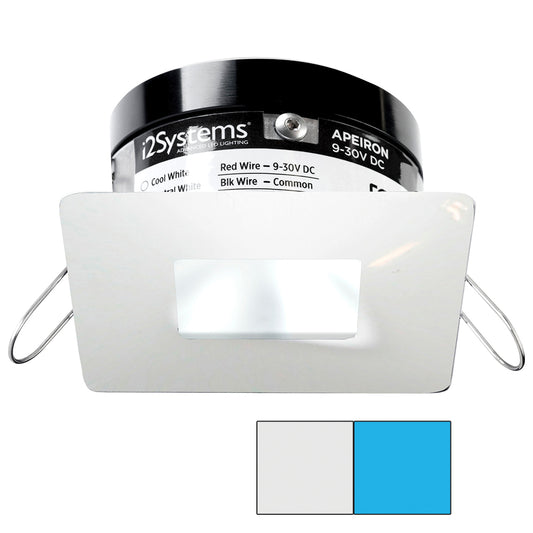 i2Systems Apeiron PRO A503 - 3W Spring Mount Light - Square/Square - Cool White &amp; Blue - White Finish