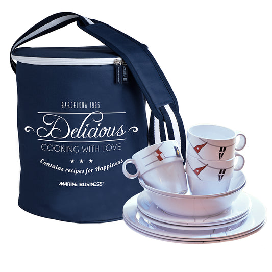 Marine Business Melamine Tableware Set &amp; Basket - REGATA - Set of 24