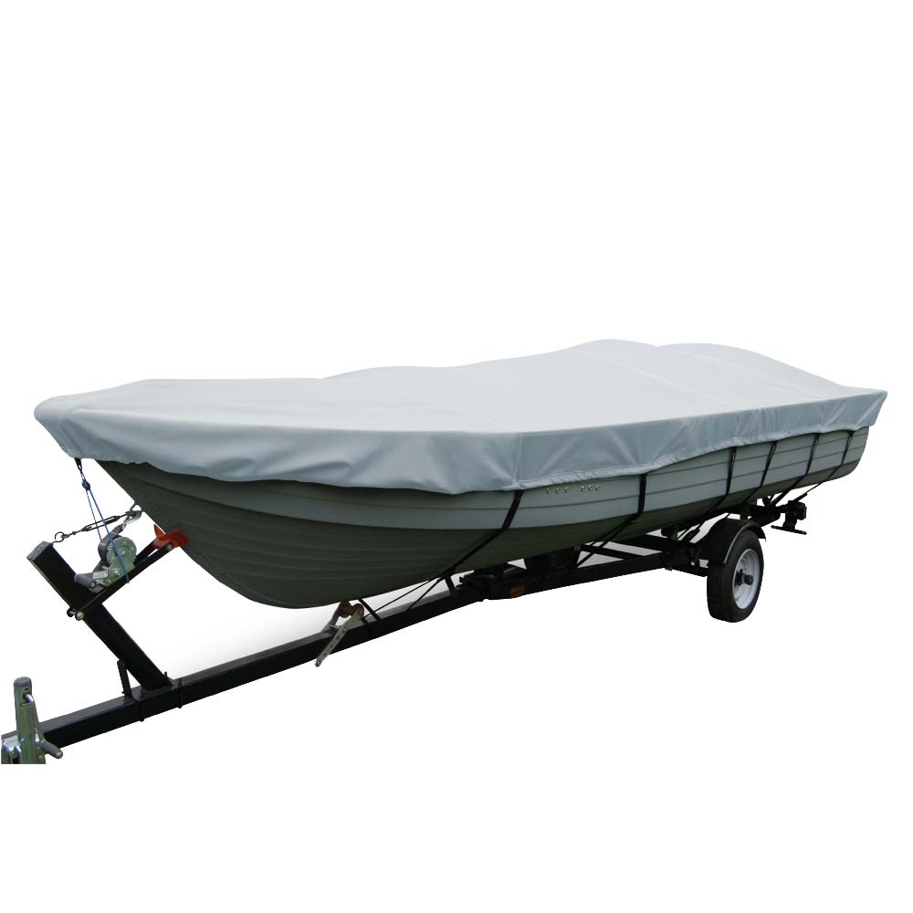 Carver Poly-Flex II Wide Series Styled-to-Fit Boat Cover f/13.5&#39; V-Hull Fishing Boats Without Motor - Grey