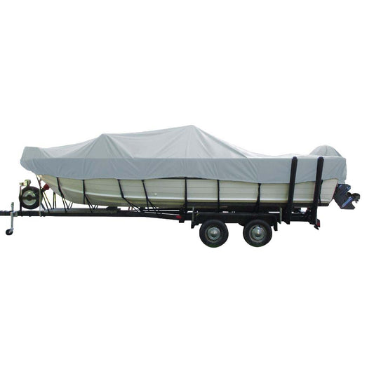 Carver Sun-DURA&reg; Wide Series Styled-to-Fit Boat Cover f/19.5&#39; Aluminum V-Hull Boats with Walk-Thru Windshield - Grey