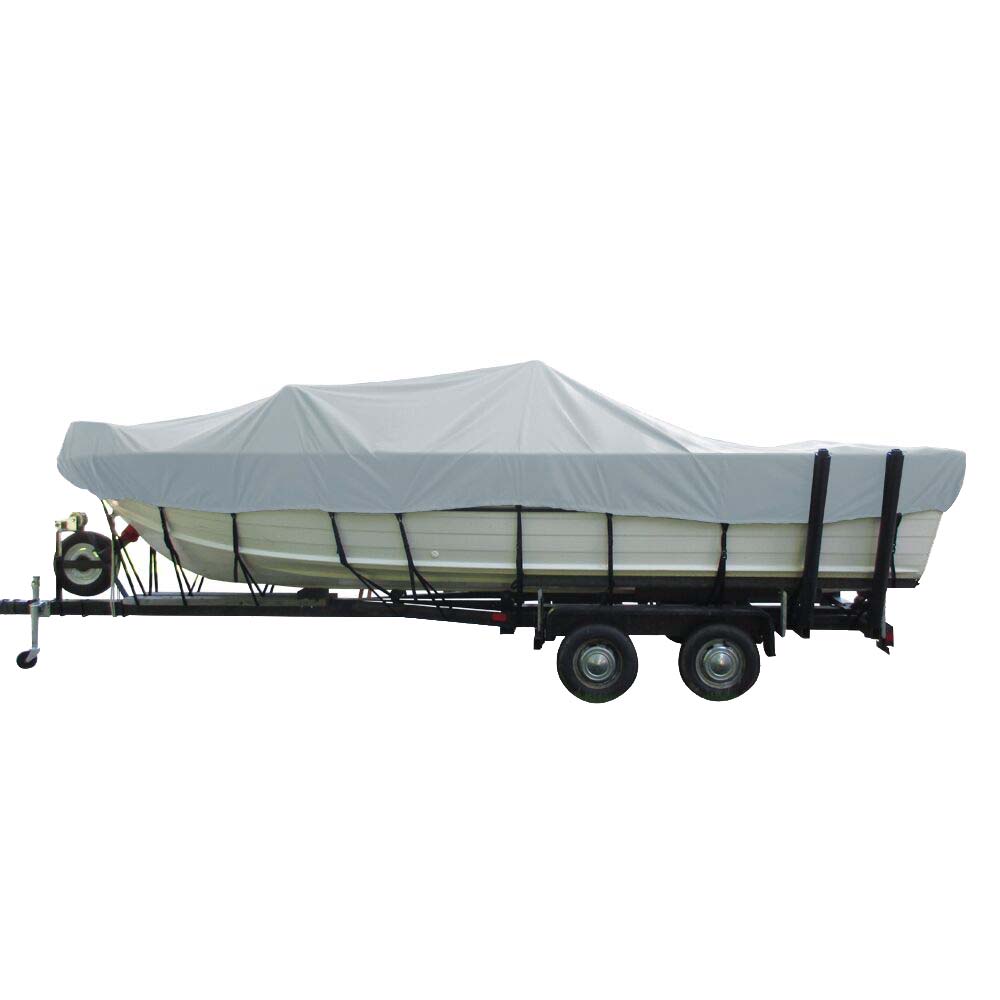 Carver Poly-Flex II Wide Series Styled-to-Fit Boat Cover f/18.5&#39; Aluminum V-Hull Sterndrive Boats with Walk-Thru Windshield - Grey