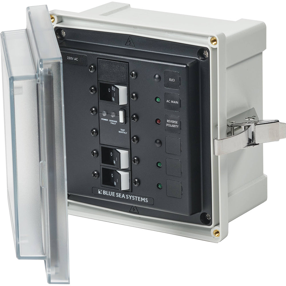 Blue Sea 3122 - SMS Panel Enclosure w/ELCI (16A) &amp; 2 Branch (8A) - 230V AC
