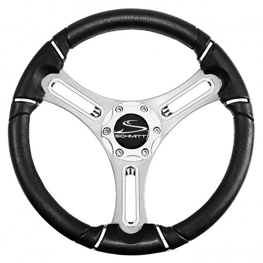 Schmitt Marine Torcello 14" Wheel - 04 Series - Polyurethane Wheel w/Chrome Trim &amp; Cap - Brushed Spokes - 3/4" Tapered Shaft